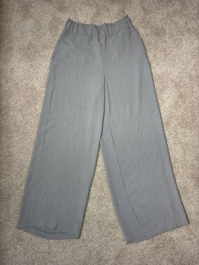 Hilary Radley High-Rise Wide-Leg Flowy Pants Elastic Waist Women's S Grey